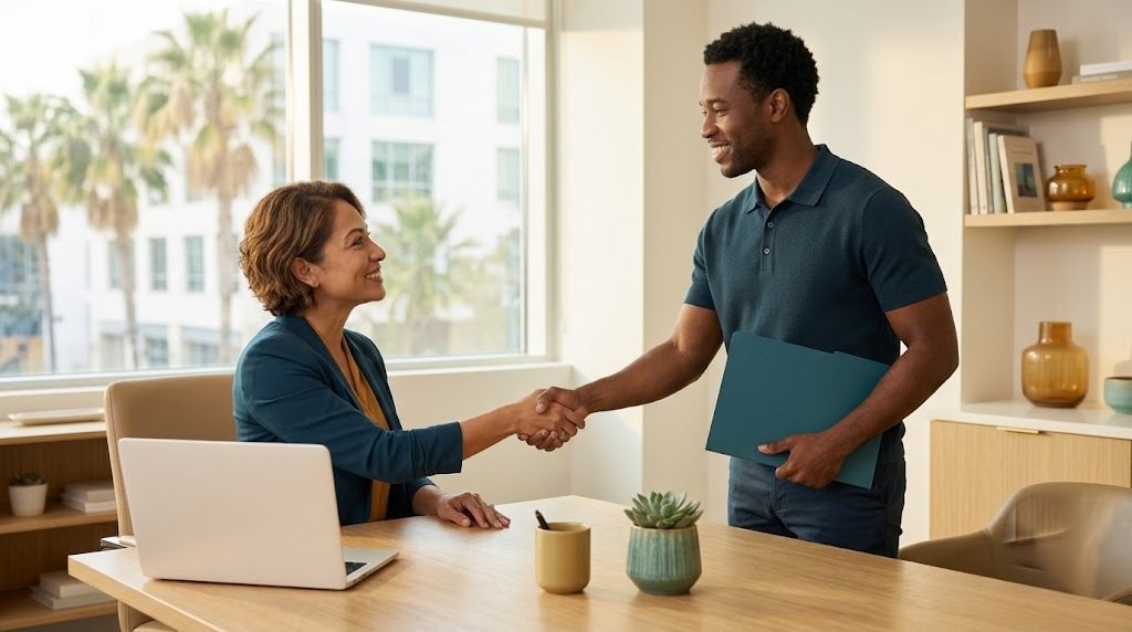 A borrower reviewing mortgage qualification with an advisor in California